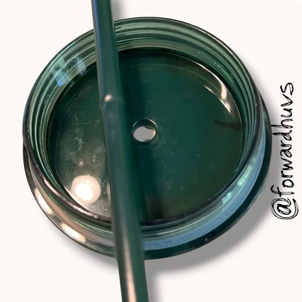 Starbucks 2020 Dark Green Black Gradient Tumbler Damaged Straw 24 oz